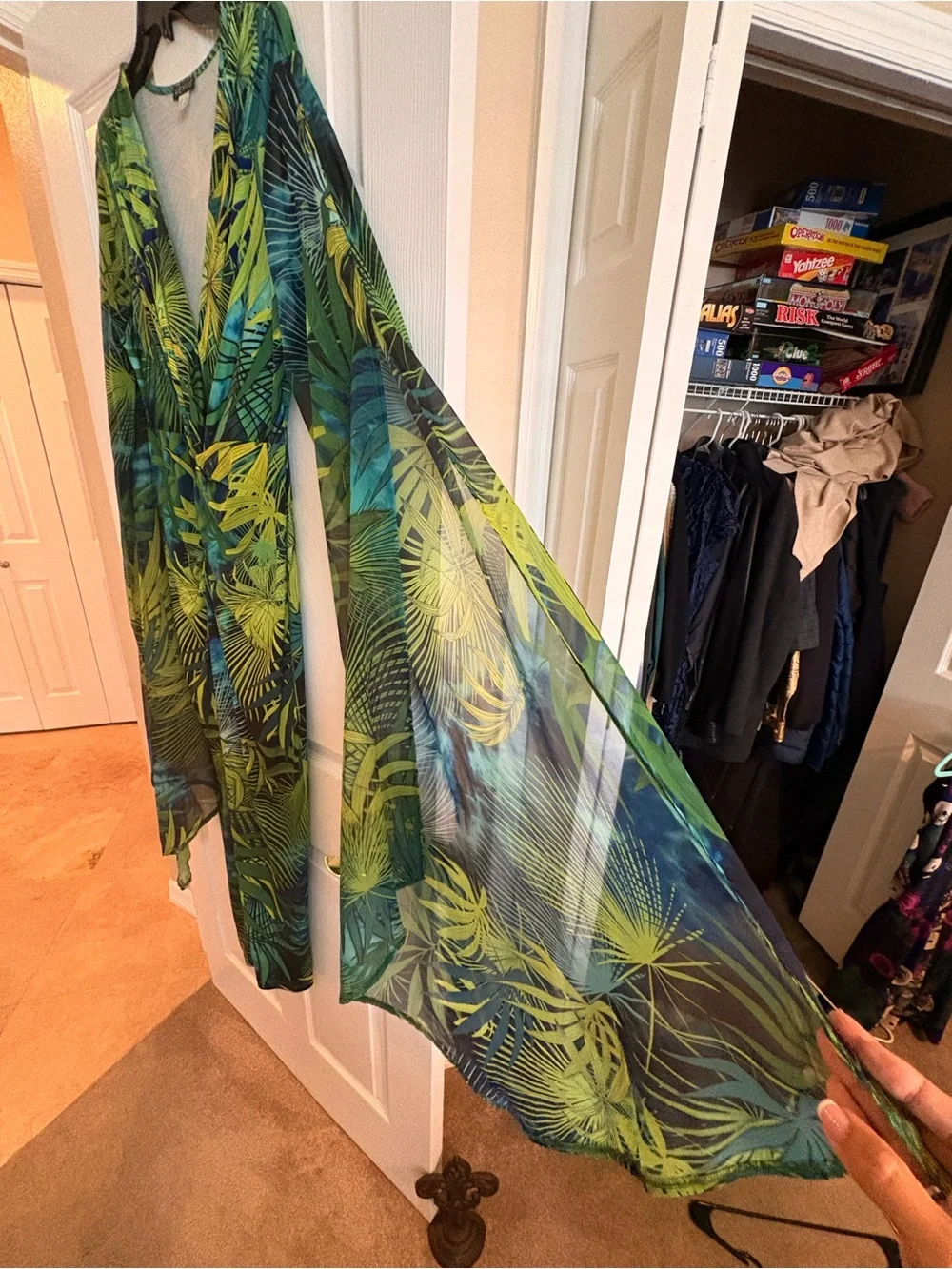 VENUS Green Tropical-Print Maxi Wrap Dress - Picture 3 of 10